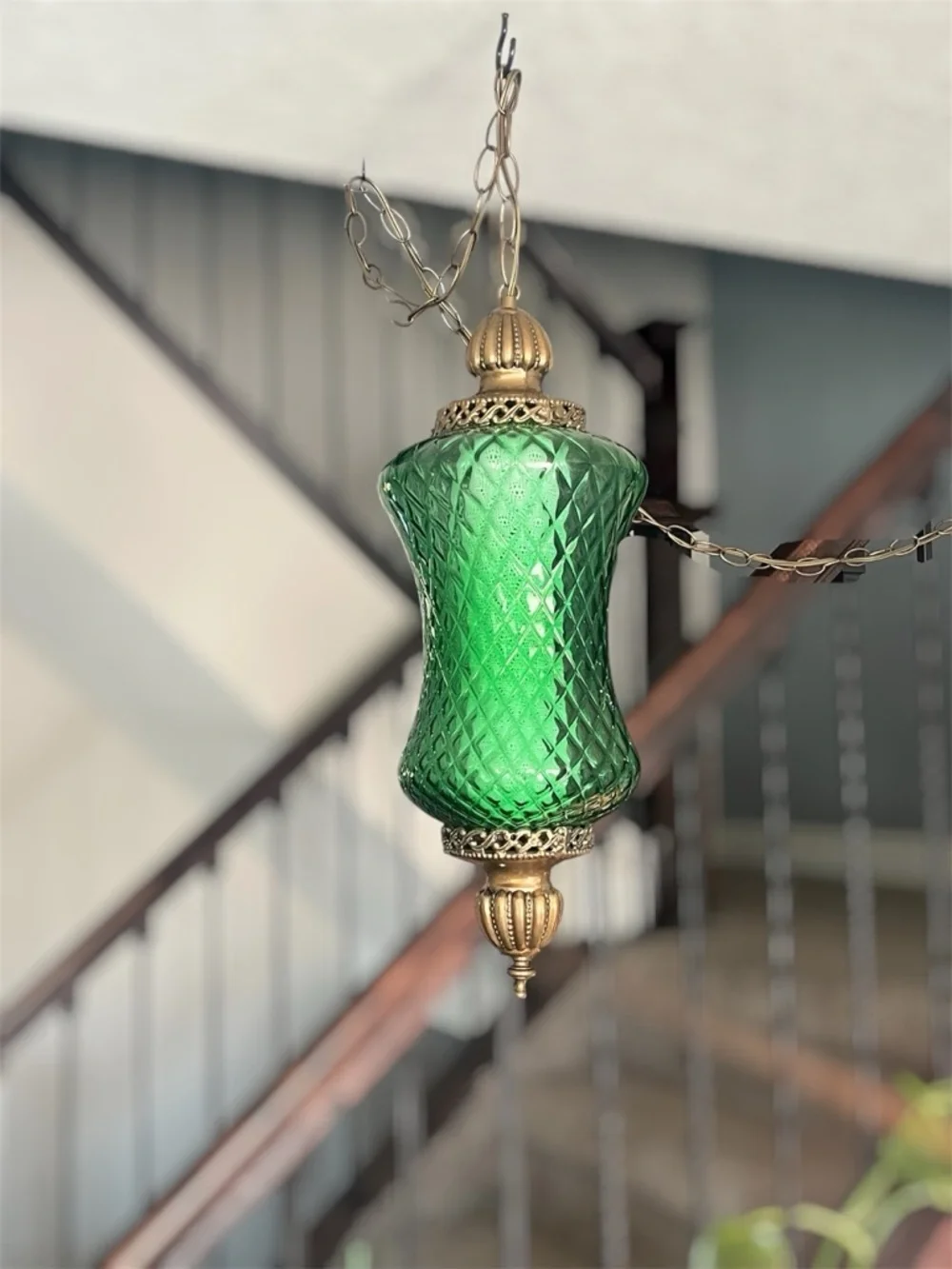 Vintage 1960's Siren Green MidCentury Pendant Light Excellent Condition Rewired
